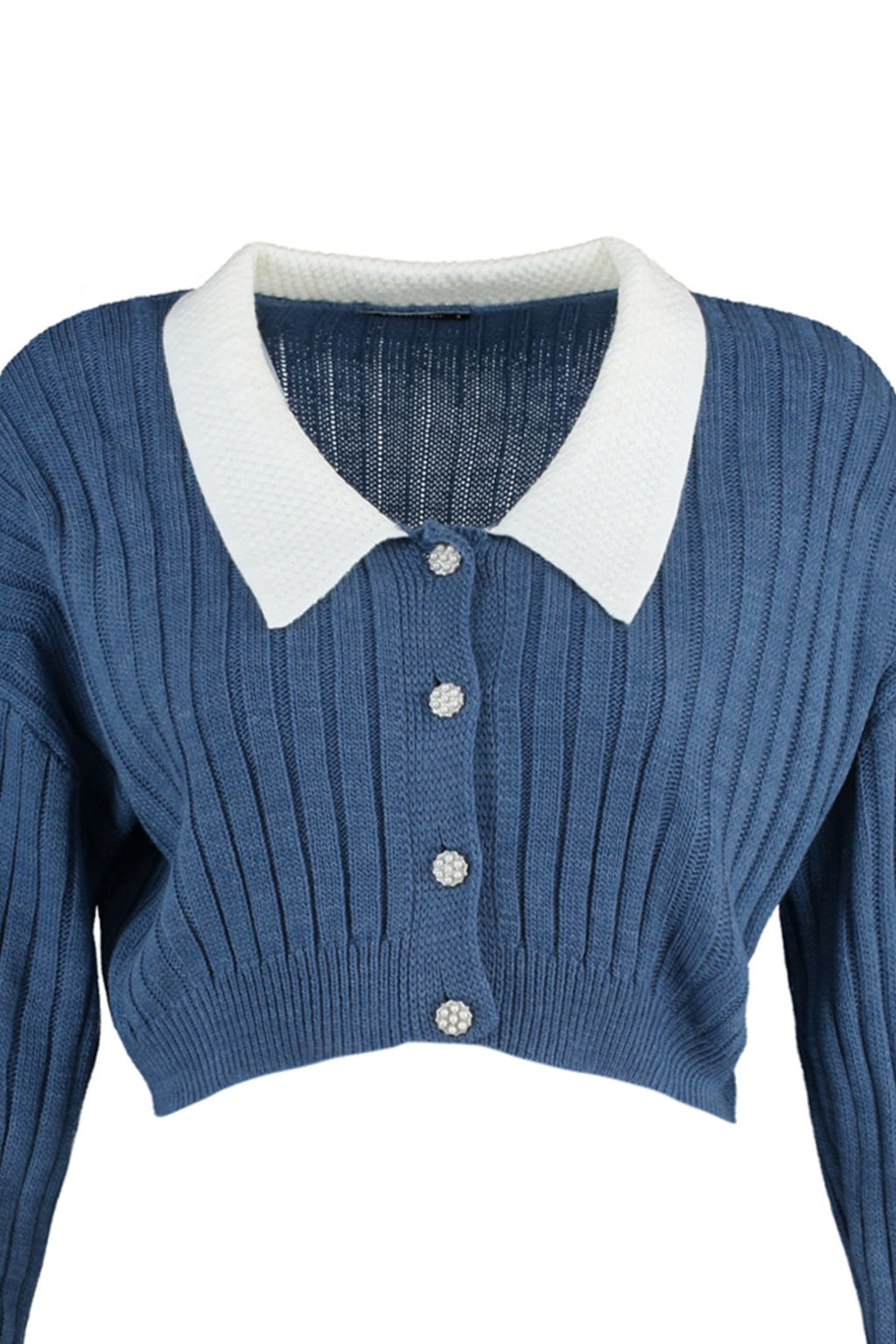 Indigo Super Crop Gomlek Garnili Triko H?rka TWOAW23HI00519