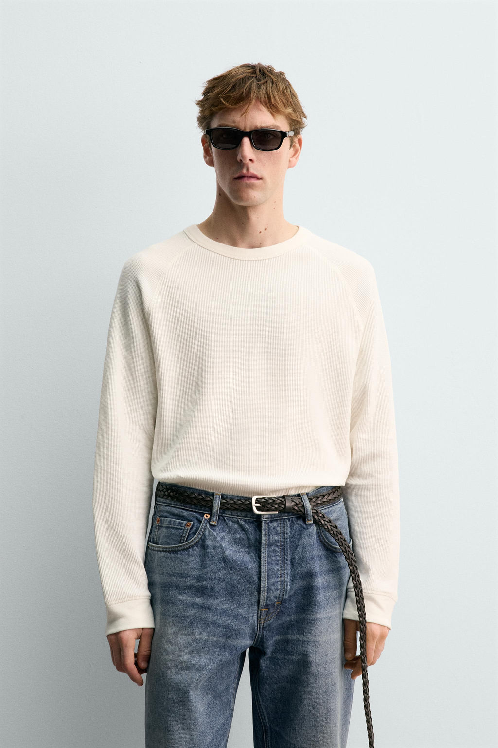 AARON LEVINE X ZARA WAFFLE-KNIT TEXTURE T-SHIRT  фото 10