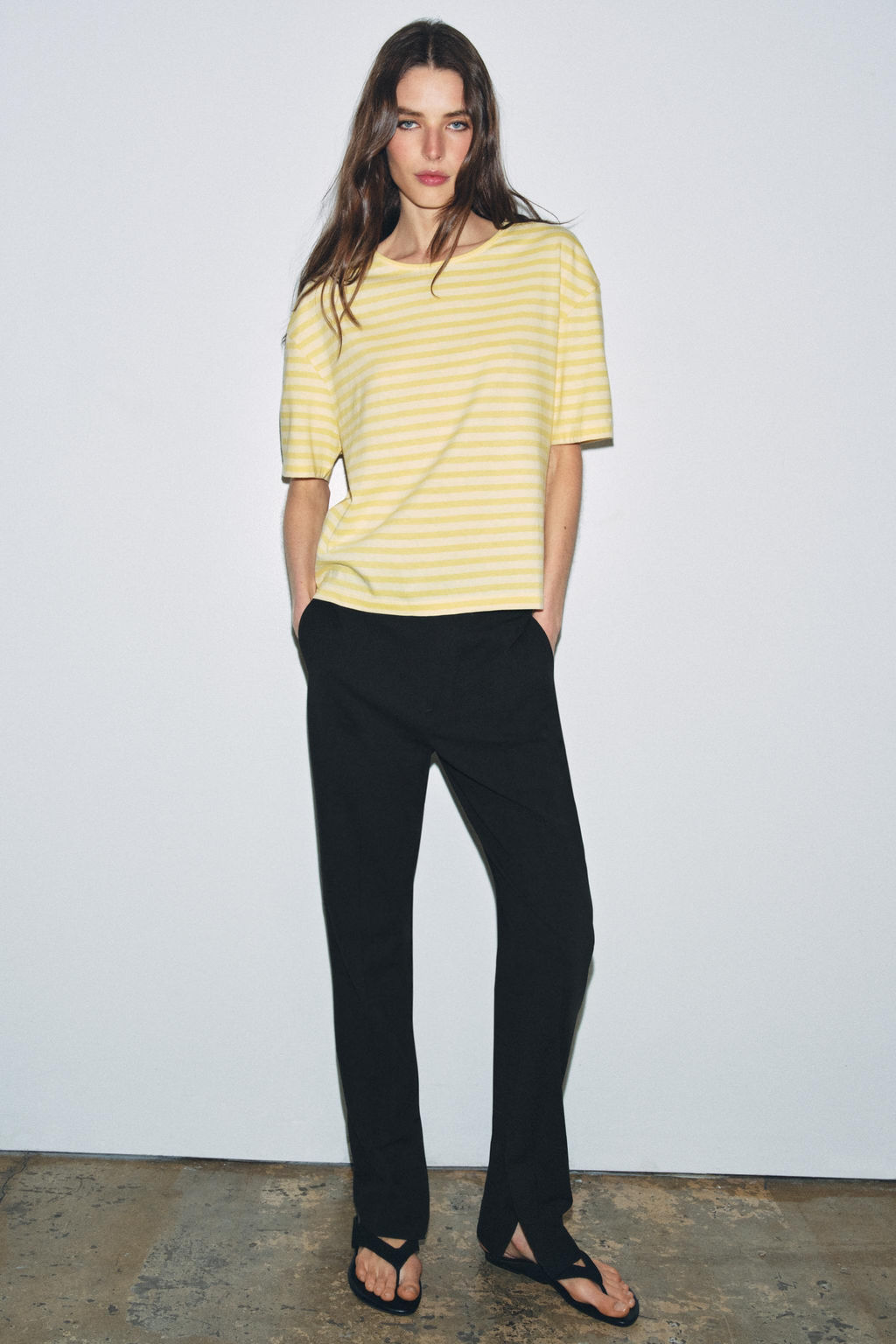 CAMISETA MANGA CORTA RAYAS / Amarillo - Zara фото 4