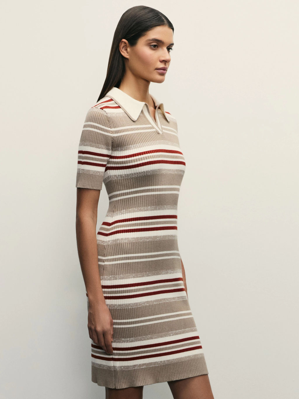 Трикотажное платье мини в полоску / Zarina  фото 4