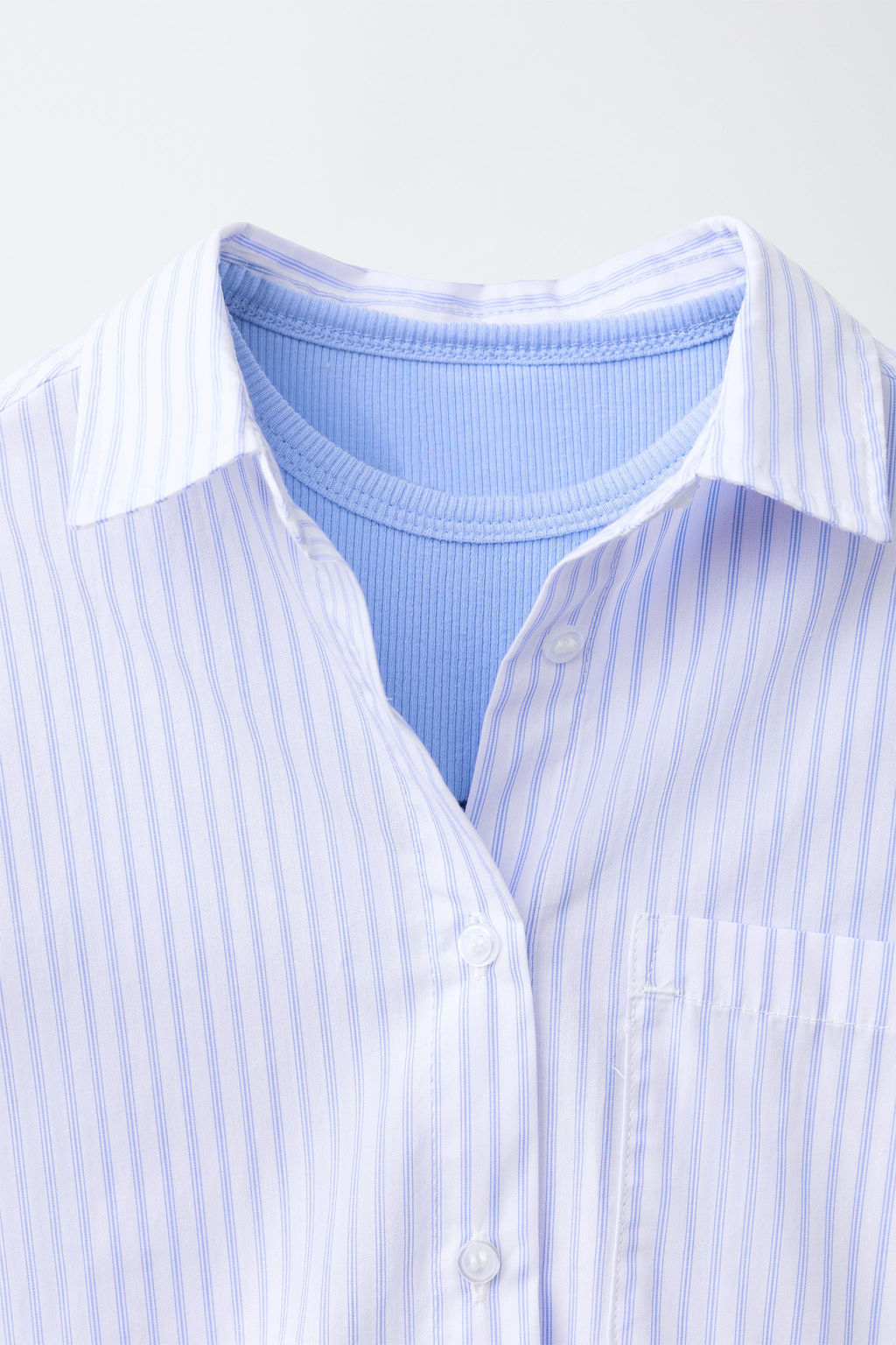 PACK CAMISA RAYAS Y CAMISETA RIB BORDADA / Azul - Zara фото 6