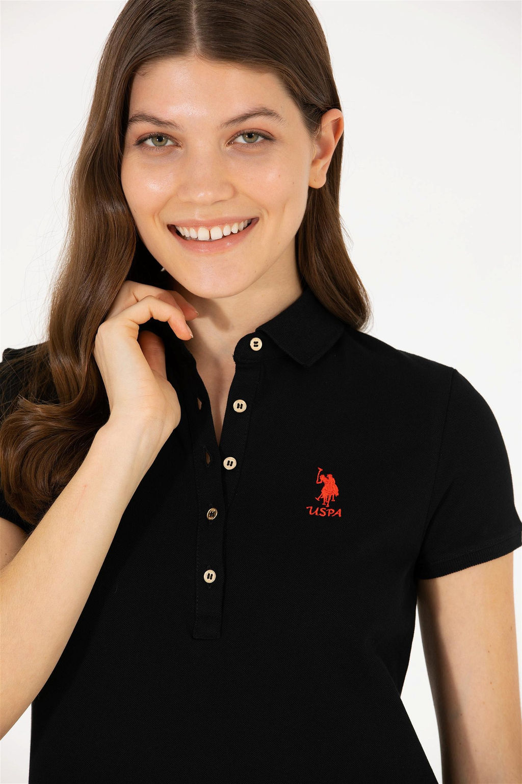 U. S. Polo Assn Женское черное трикотажное платье с воротником-поло - U.s. polo assn фото 10