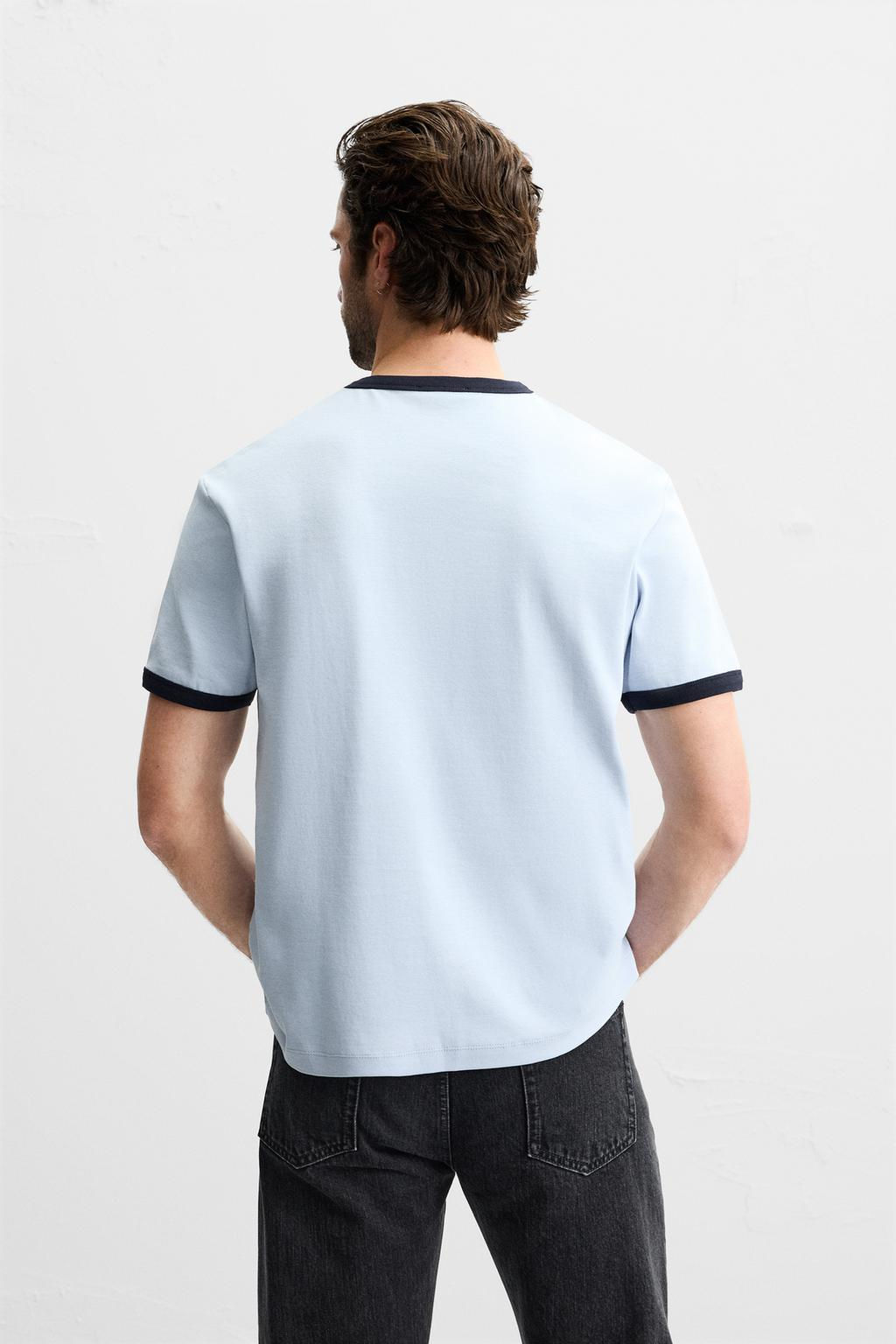 BASIC CONTRAST RIB T-SHIRT - Zara фото 27