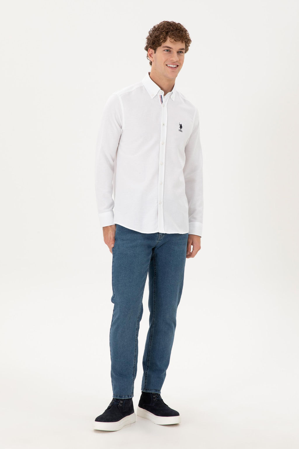 Мужская белая рубашка с длинным рукавом - U.s. polo assn фото 4