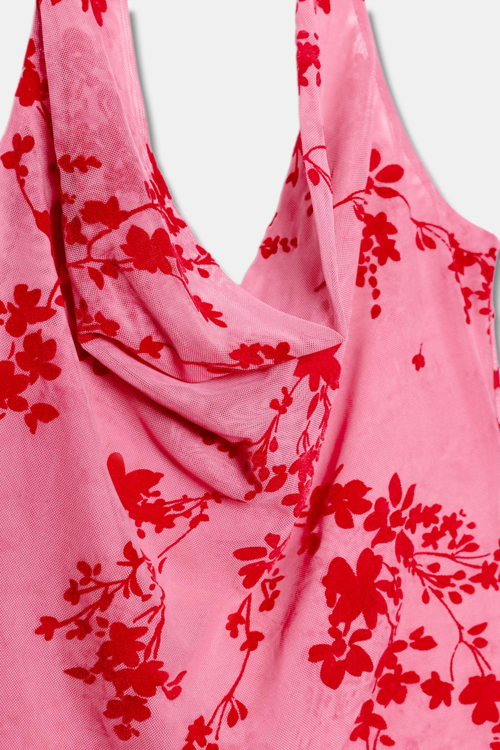 TOP HALTER TUL FLOCADO / Rosa medio - Zara фото 7
