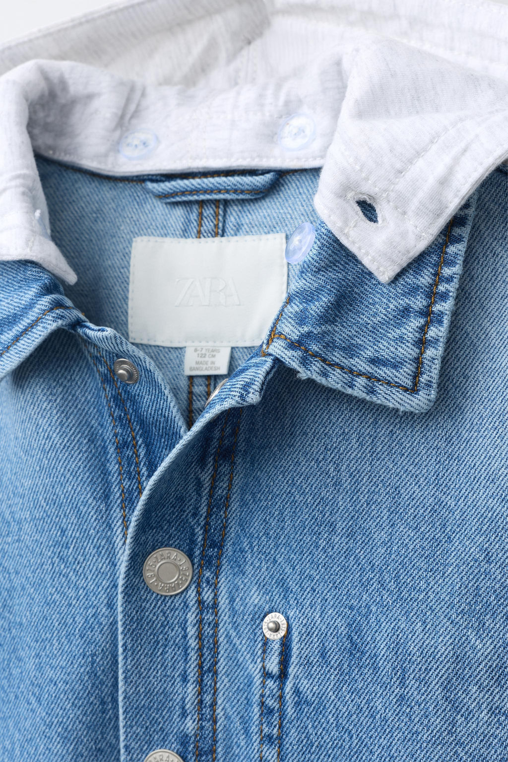 SOBRECAMISA DENIM CAPUCHA DESMONTABLE FELPA / Azul - Zara фото 5