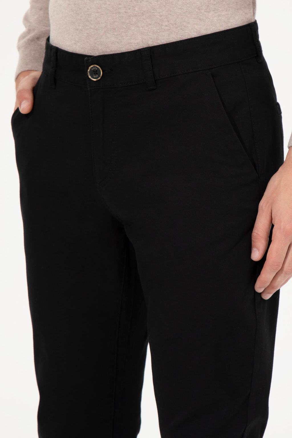 Erkek Slim Fit Siyah Kanvas Pantolon