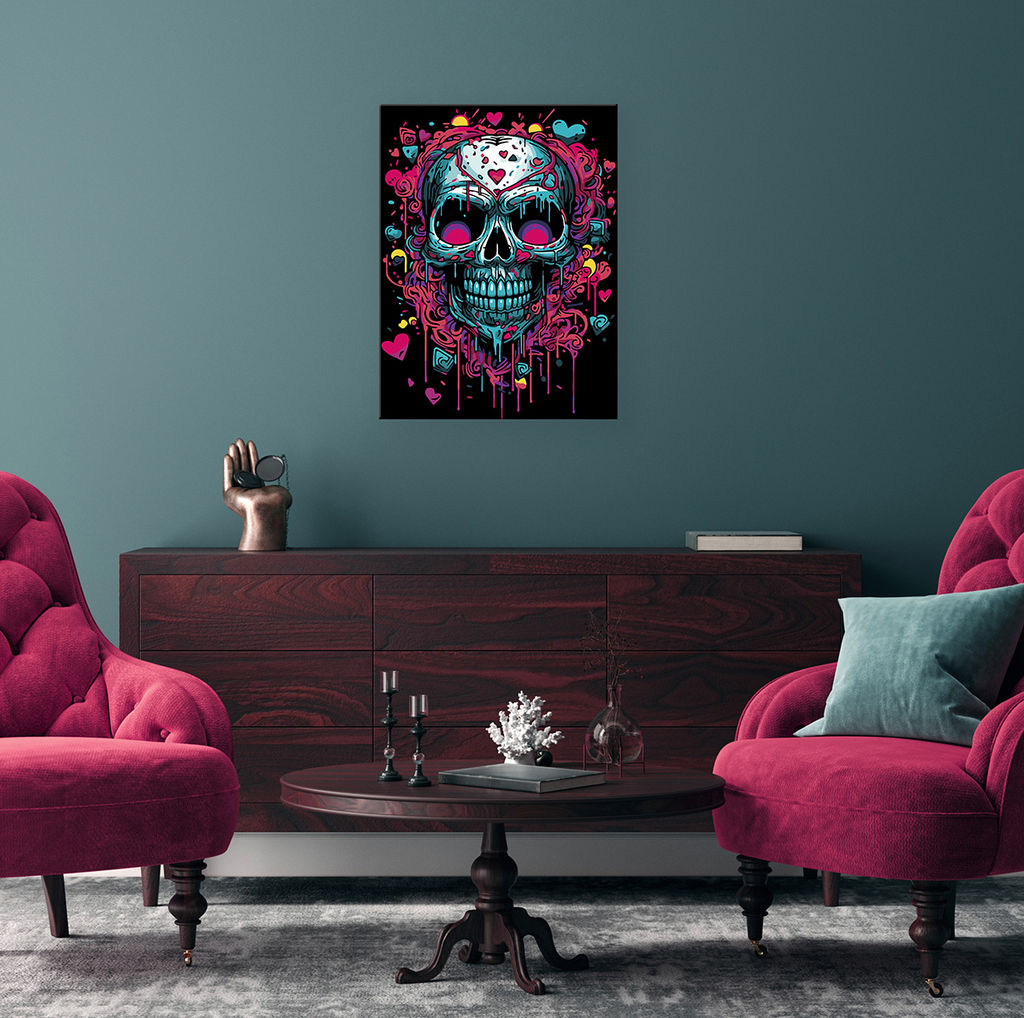 ФРЕЯ PNB/PMC-277 Набор для раскрашивания по номерам ( цветной холст ) 40 х 30 см Череп. Поп-арт