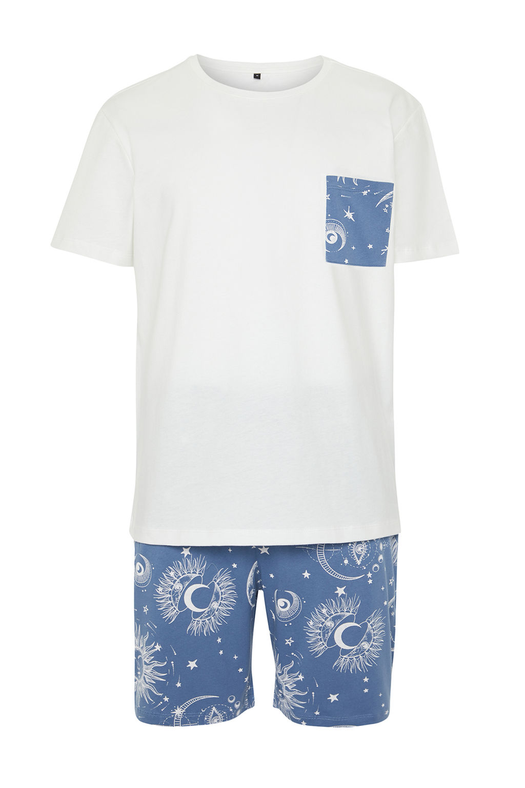 TRENDYOL MAN Ekru Mavi Bask?l? Regular Fit Couple/Cift Orme Sortlu Pijama Tak?m? TMNSS24PT00018 - Trendyolmilla фото 12
