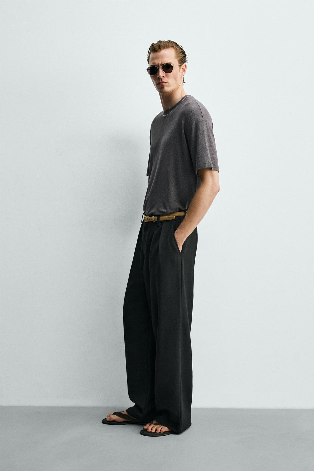 CAMISA PA?UELO ESTRUCTURA 100% LINO / Berenjena oscuro