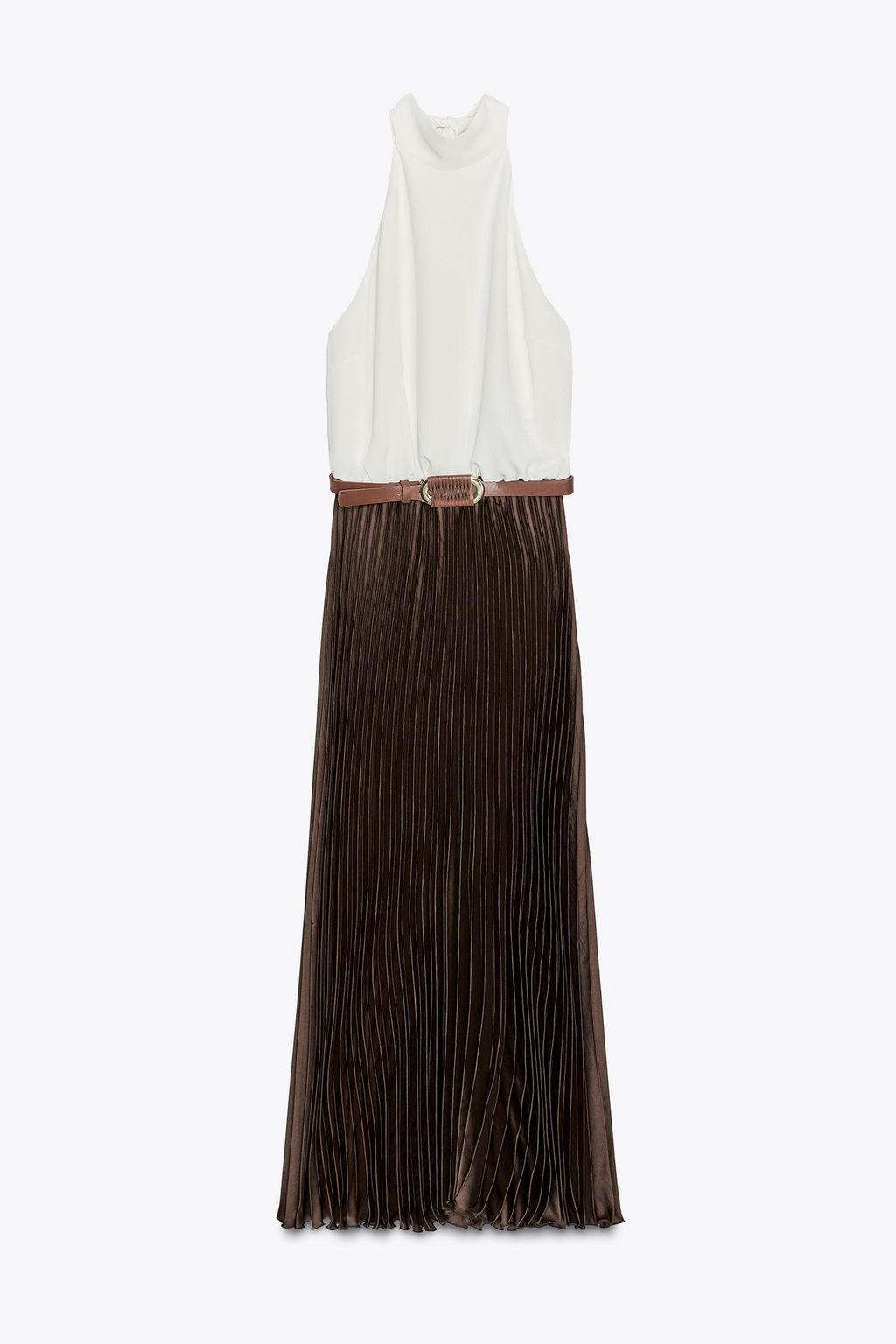PLEATED COMBINED MIDI DRESS - Zara фото 18