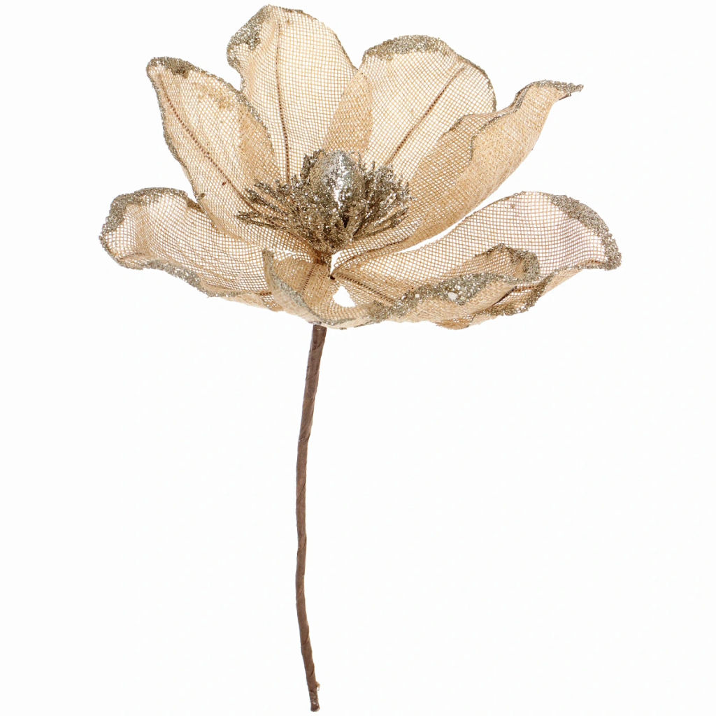 Цена за 2шт. Украшение новогоднее "Пуансеттия - Сказочный вечер" 20 см, Шампань