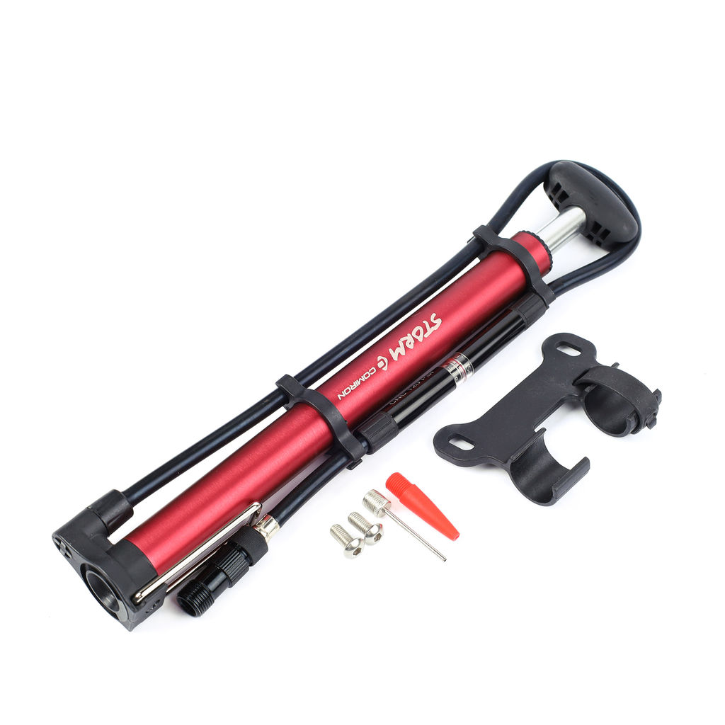 Насос для велосипеда ручной COMIRON STORM, алюминиевый цилиндр стальная складная ножка ручка и основание литой пластик Presta-Schrader, 11 бар /уп 50/ - Галеонтрейд фото 9