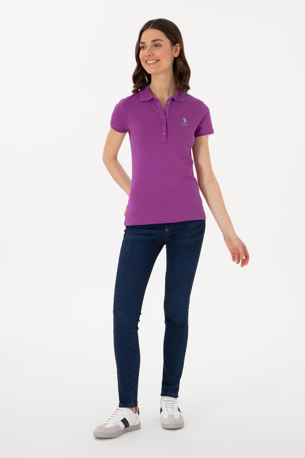 Kad_n Mor Polo Yaka Basic Ti__rt Sepette S_rpriz _ndirim - U.s. polo assn фото 4