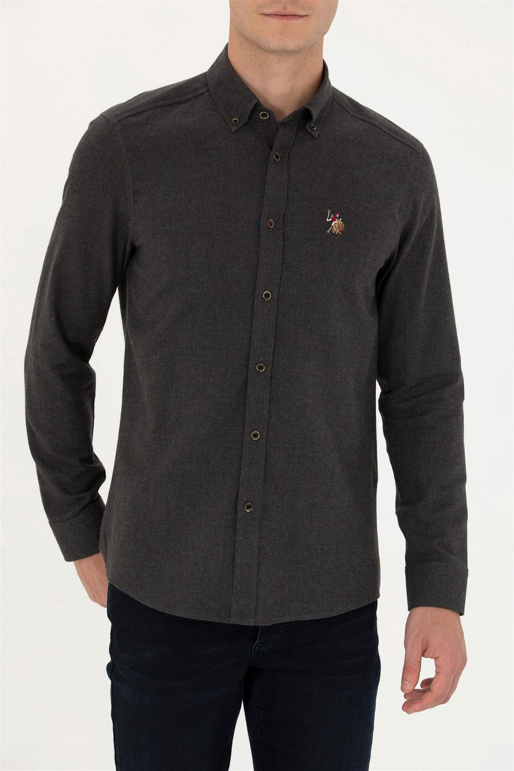 U. S. Polo Assn / Мужская черная базовая рубашка с длинным рукавом - U.s. polo assn фото 6