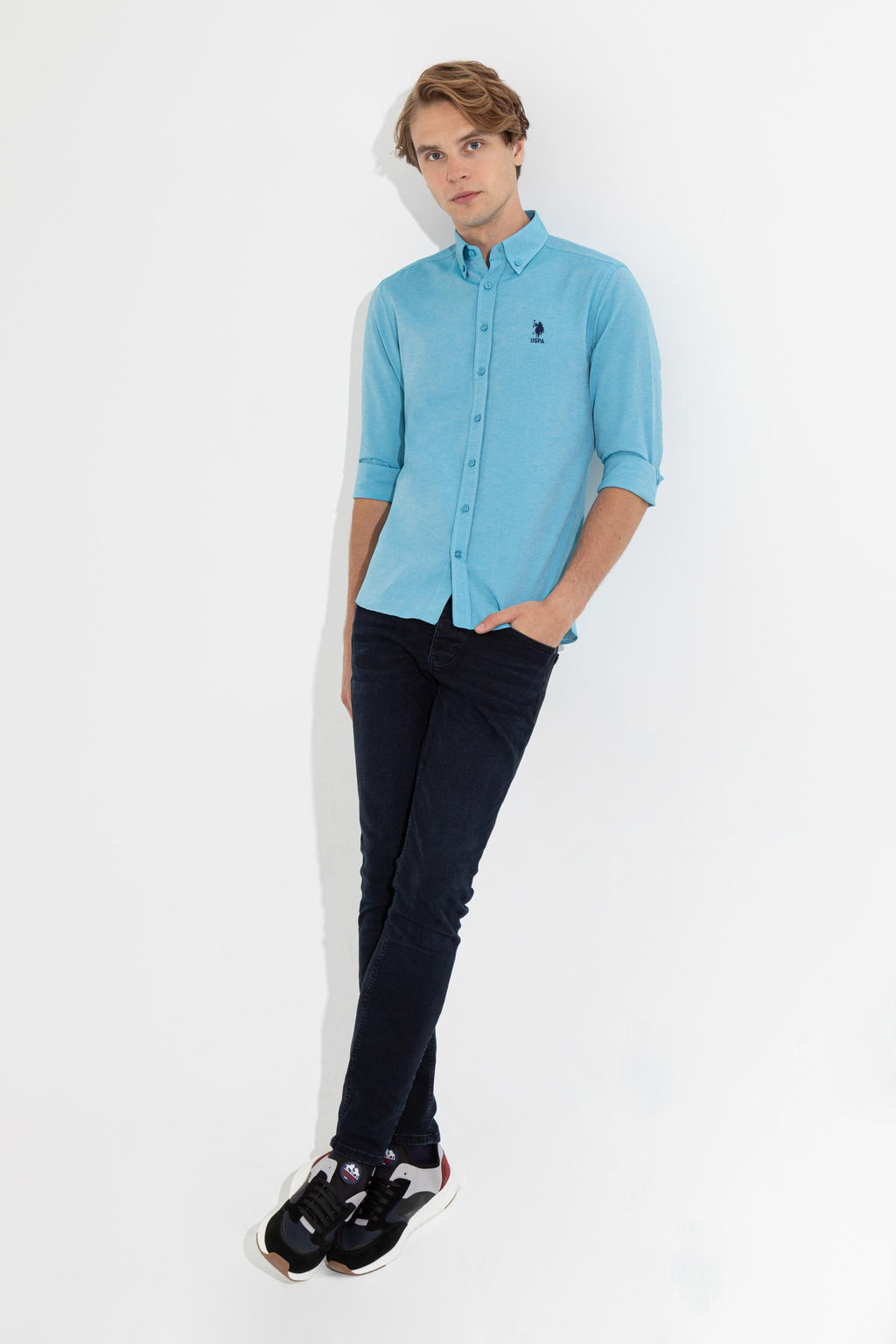 Erkek Petrol Uzun Kollu Basic G_mlek