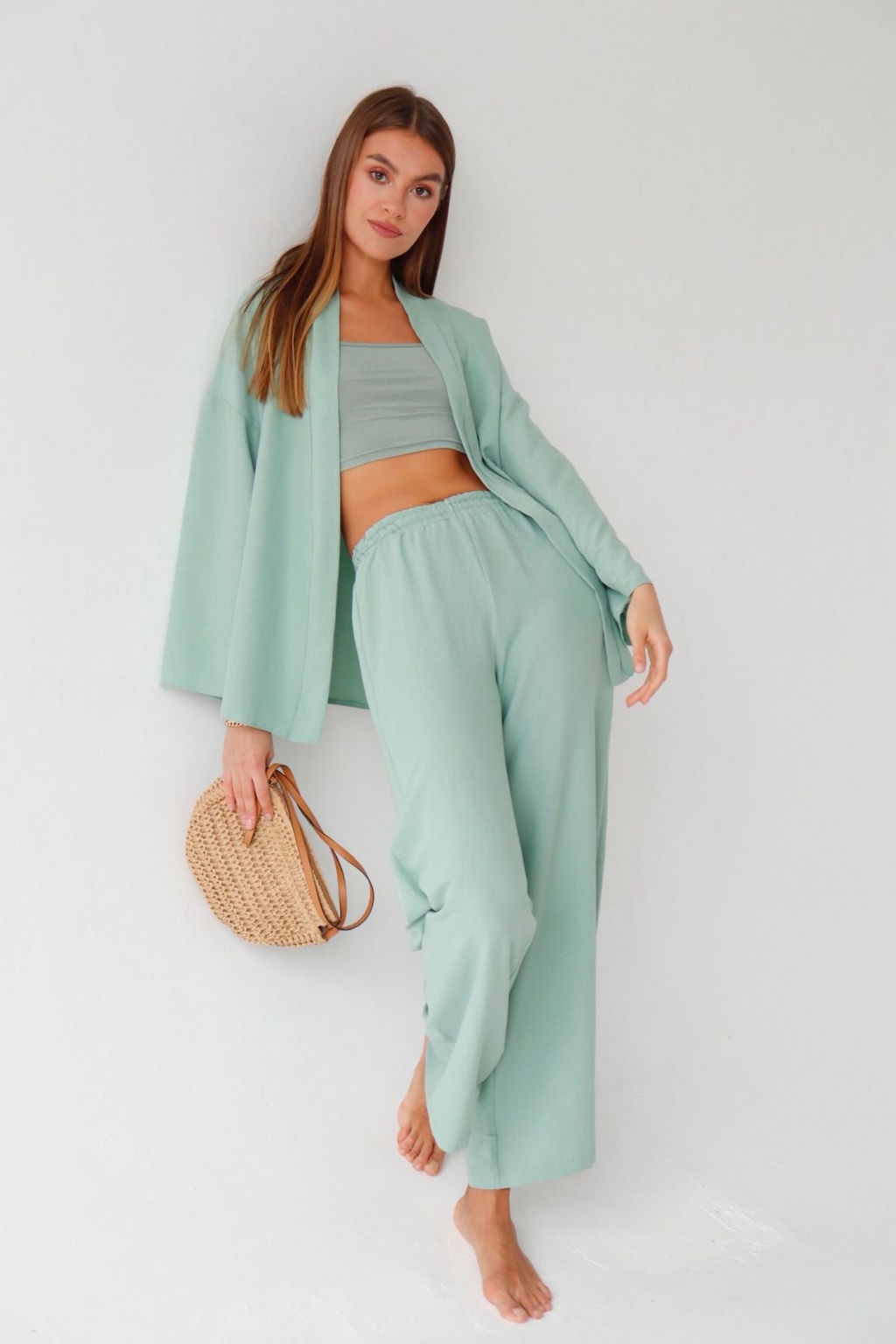 9363 Костюм из кимоно и брюк-палаццо в цвете мята - Martichelli фото 9