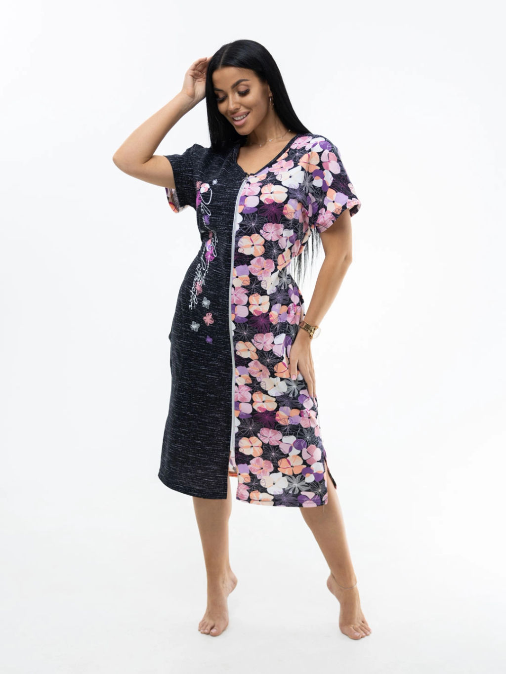 Халат женский, цвет розовый сиреневый синий