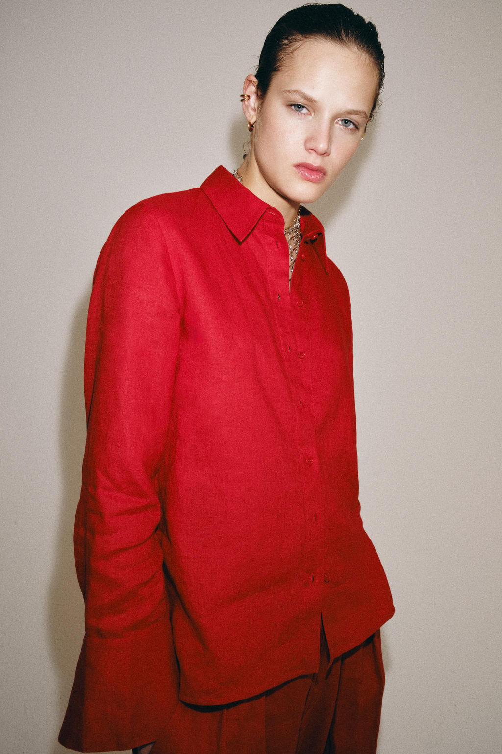 CAMISA LINO 100% ZW COLLECTION / Rojo