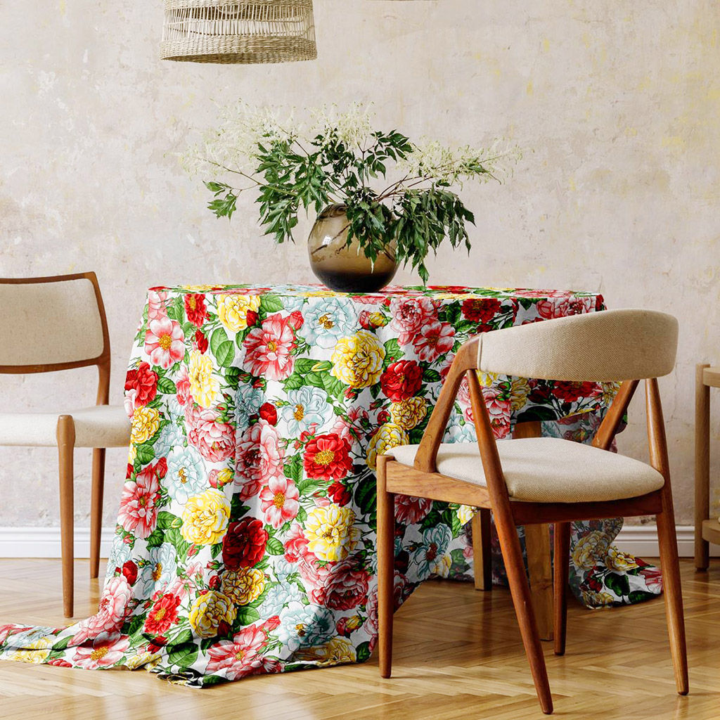 Дикая роза Скатерть д146см, диаметр стола до 105см, на 6 персон, хлопок Комфорт 171г/м2, Домашняя мода (Россия)  фото 5