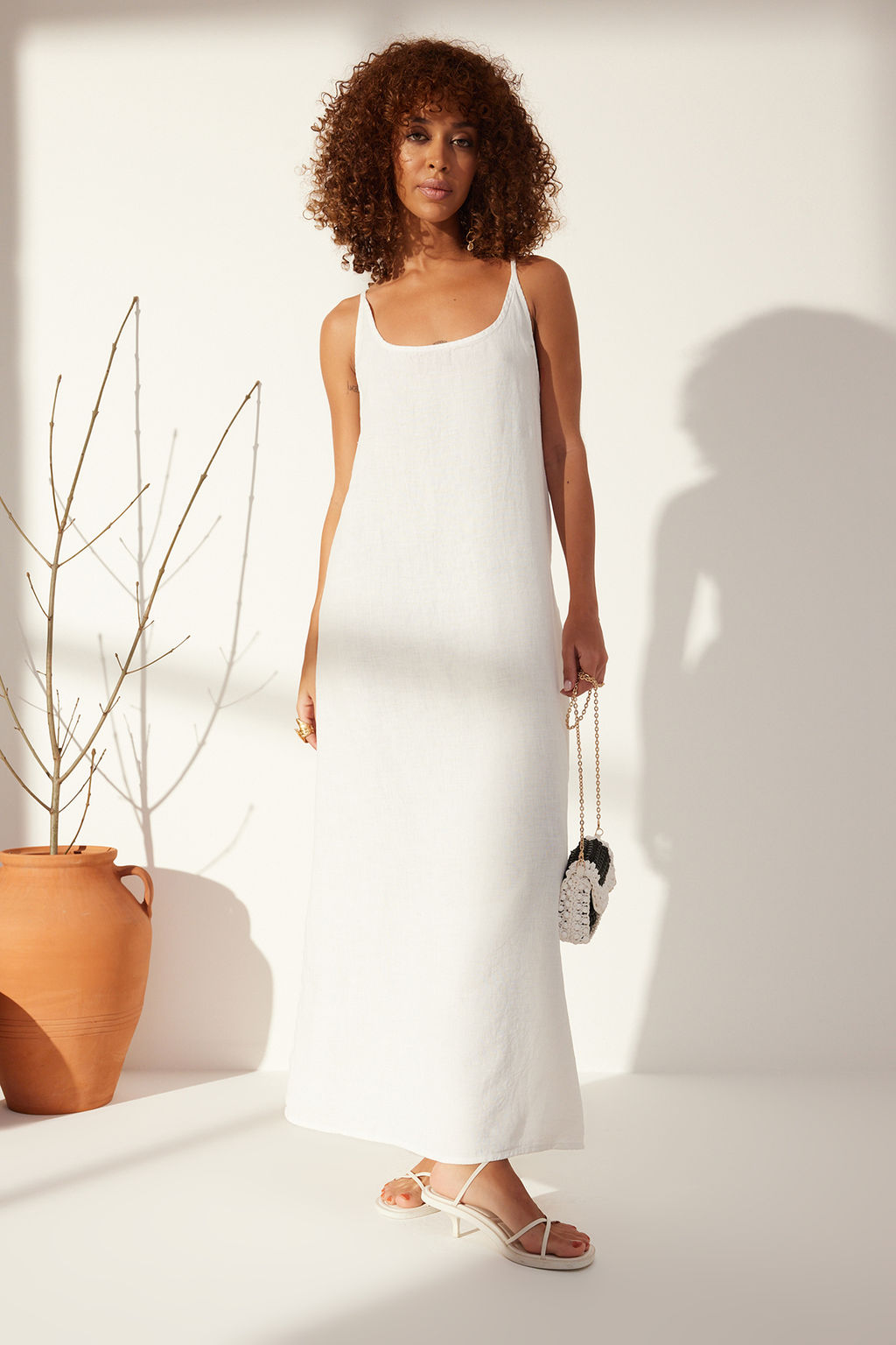 TRENDYOLMILLA Beyaz %100 Keten S?rt Detayl? Maxi Elbise TWOSS24EL00668 фото 11