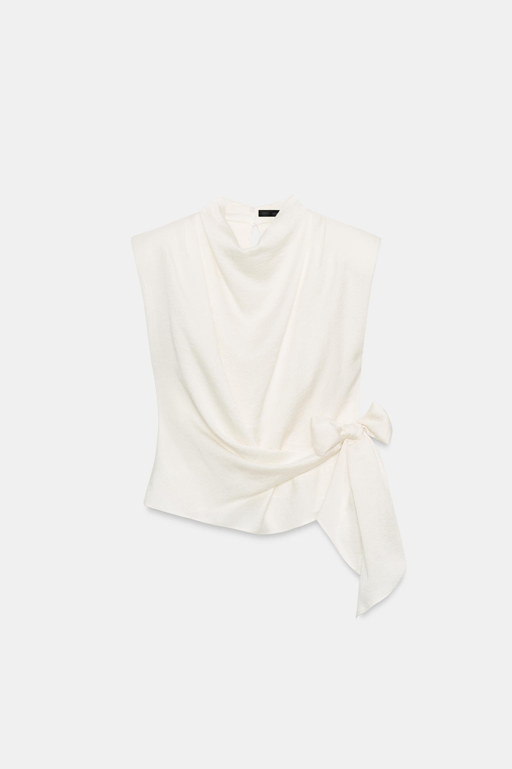 TOP SATINADO HOMBRERAS NUDO / Crudo - Zara фото 5