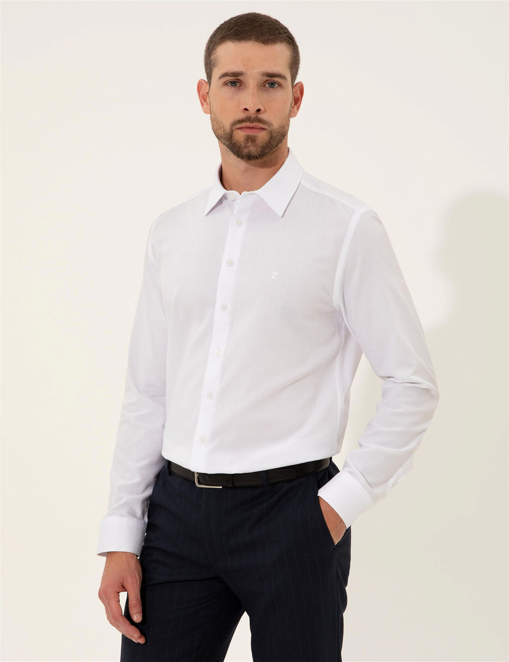 Beyaz Slim Fit Uzun Kollu G_mlek - Pierre cardin фото 3