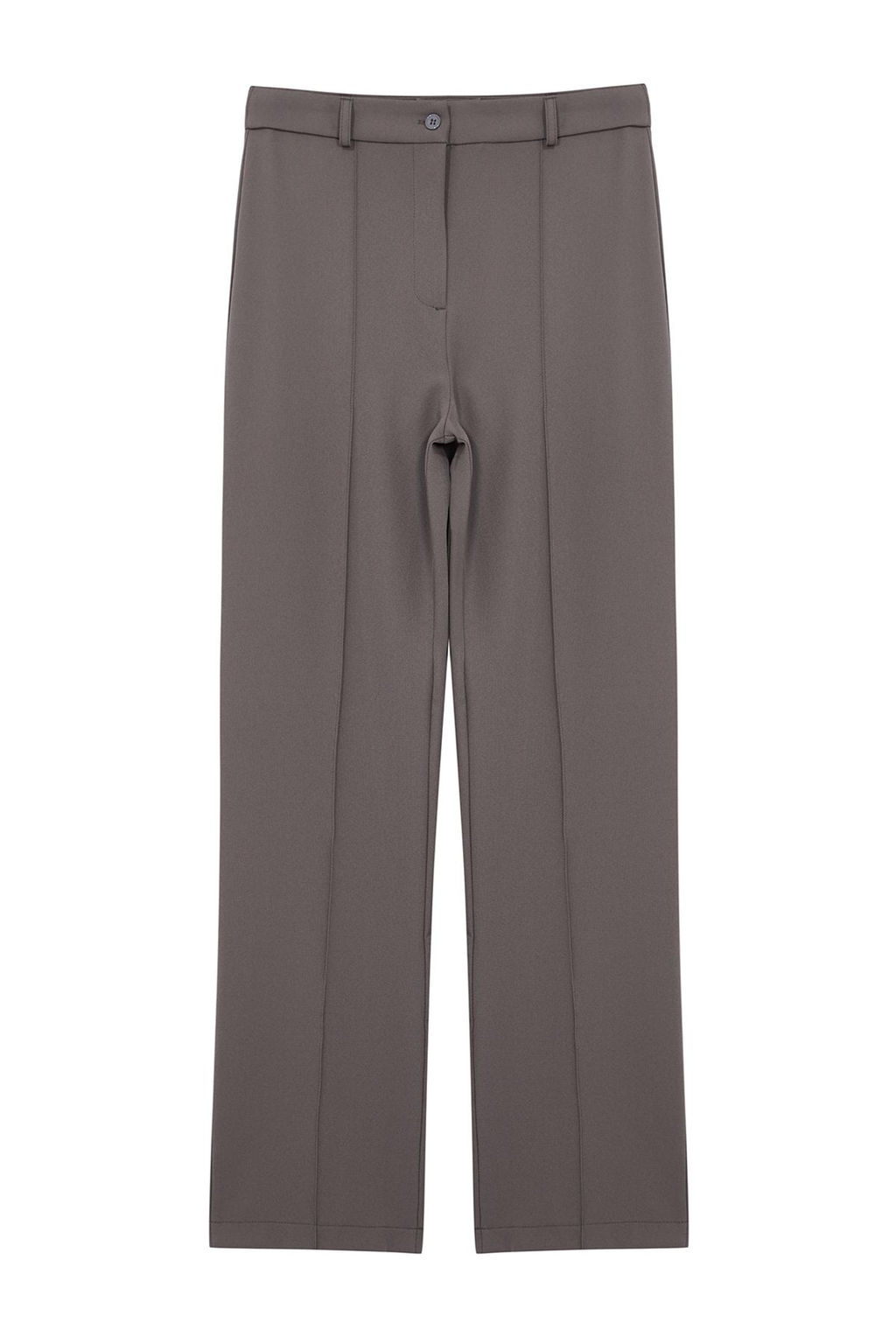 Antrasit Straight/Duz Kesim Yuksek Bel Nervur Dikisli Dokuma Pantolon TWOSS21PL0093