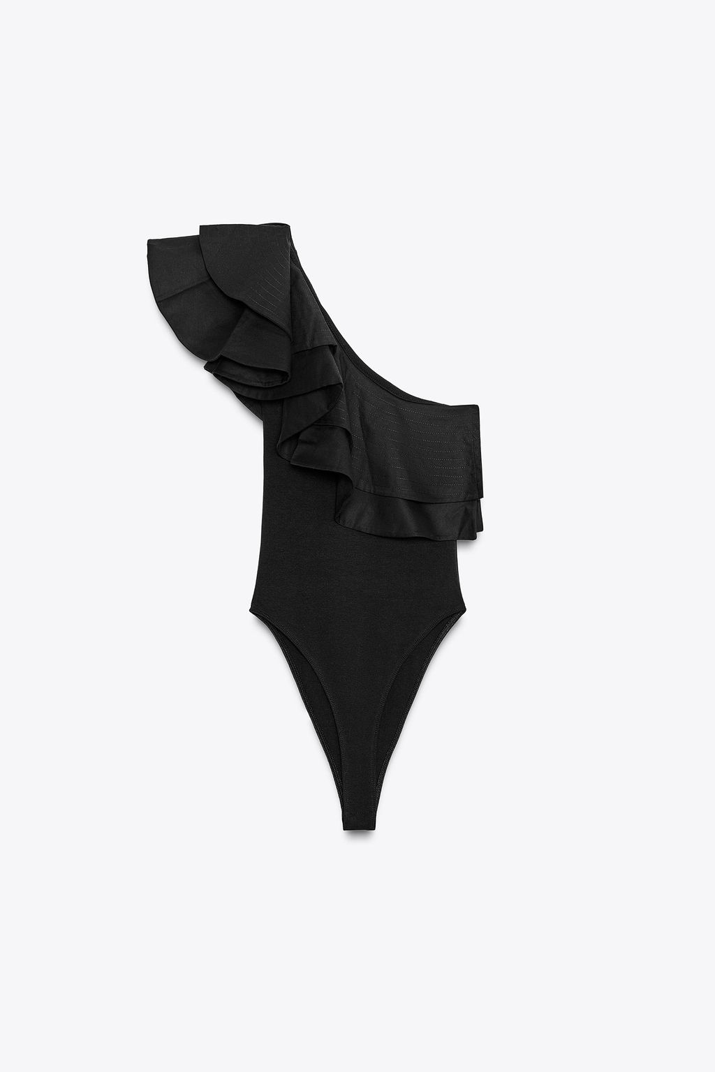 ASYMMETRIC CONTRAST RUFFLE BODYSUIT - Zara фото 4