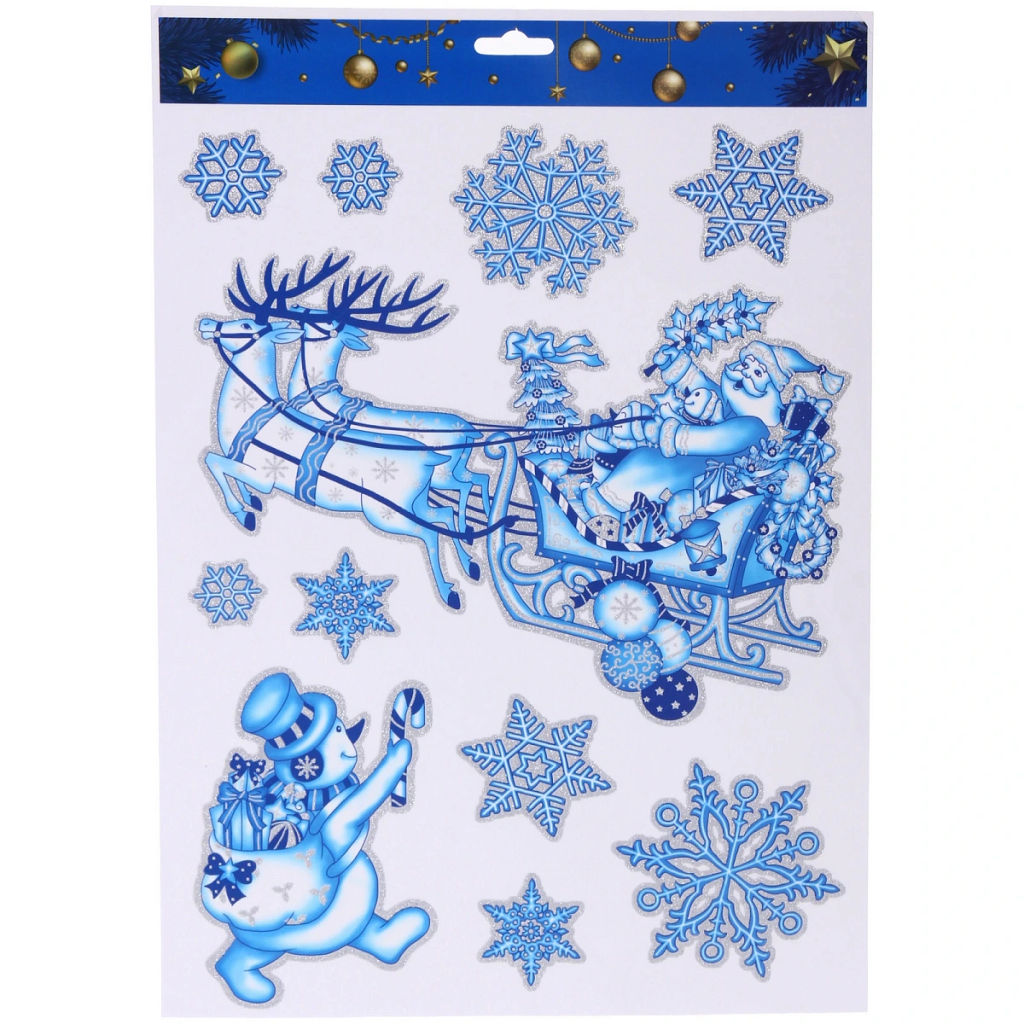 Цена за 4 шт. Наклейка на стекло "Волшебная зима" 41*19 см, микс