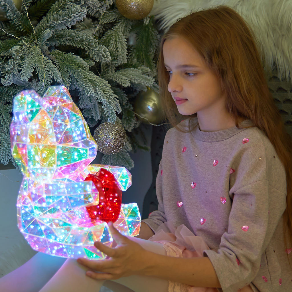 ULD-R508 USB BEAR WITH HEART Светильник декоративный Мишка с сердцем, с USB проводом. 200 светодиодов. Белый свет. Цвет корпуса радужный. TM Uniel - Volpe фото 4