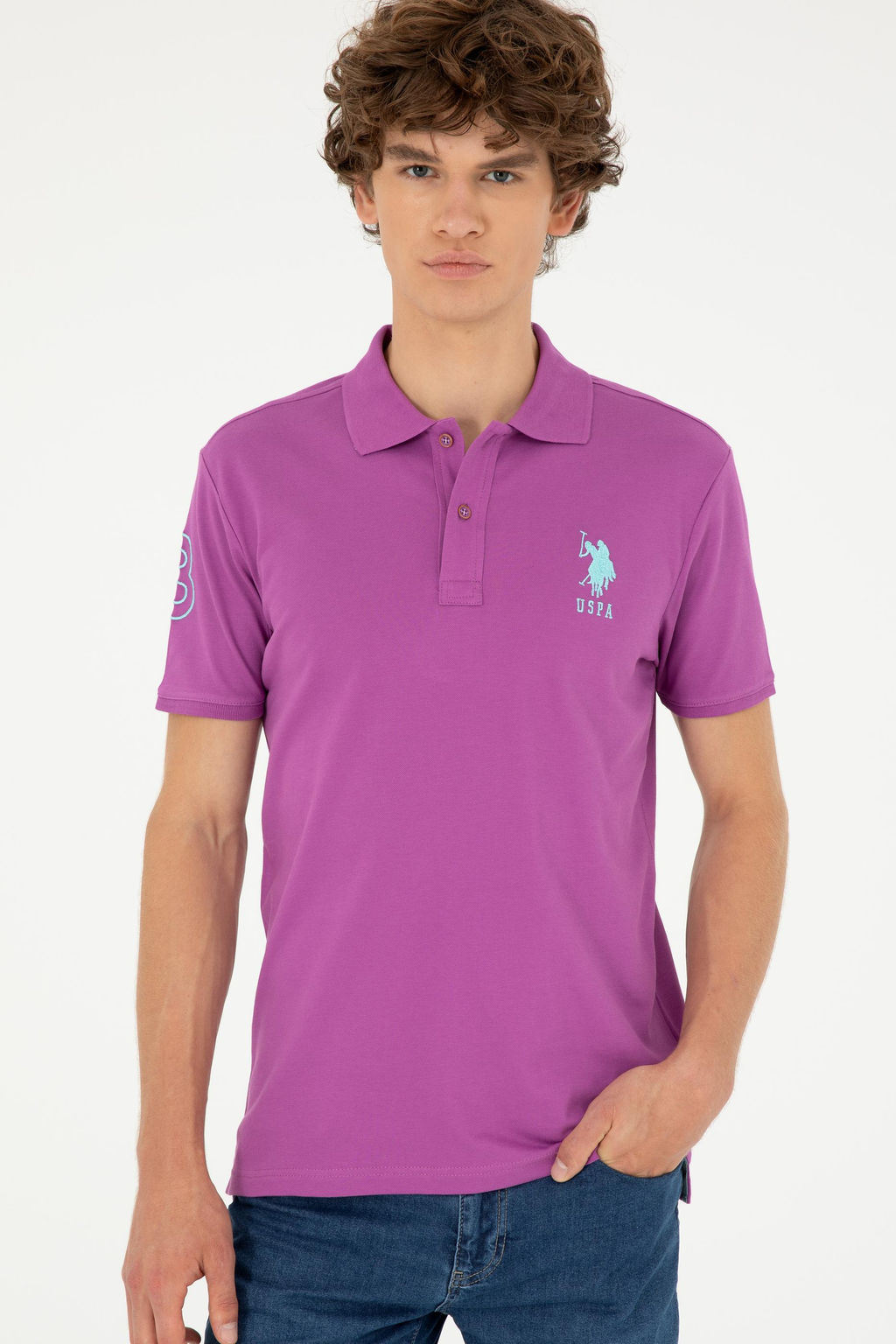 Мужская фиолетовая базовая футболка Неожиданная скидка в корзине - U.s. polo assn фото 3