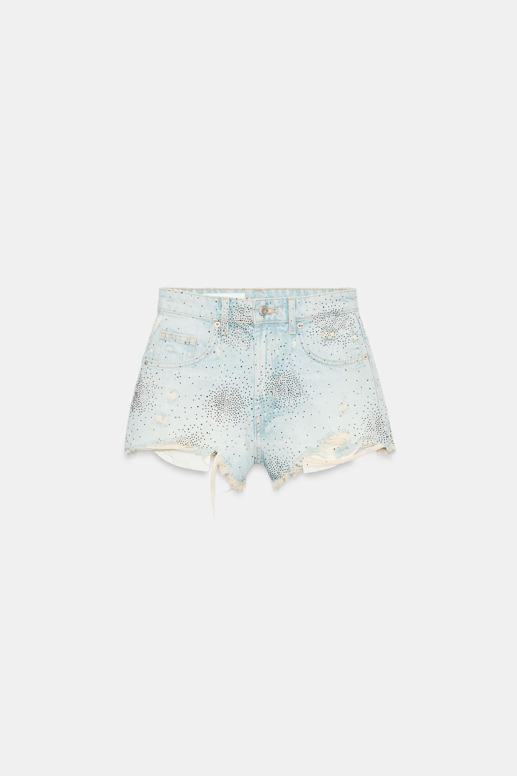 SHORTS DENIM TIRO ALTO ROTOS BRILLOS / Azul claro - Zara фото 6