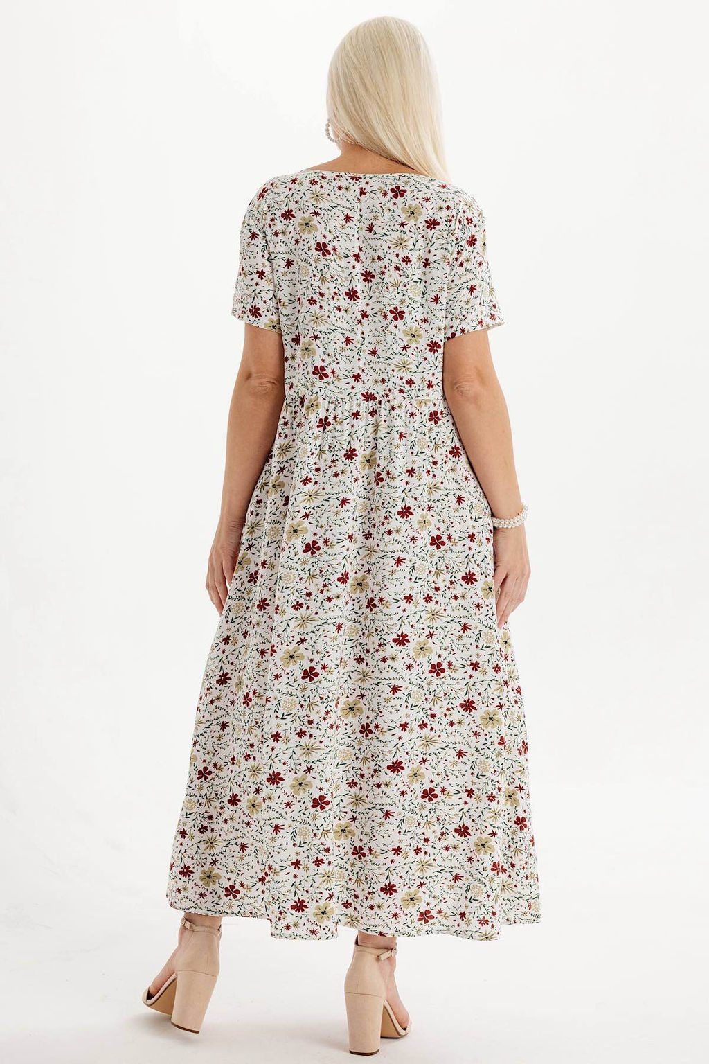 Платье штапель 5915/100/Молочный, бордовый - Rise фото 3