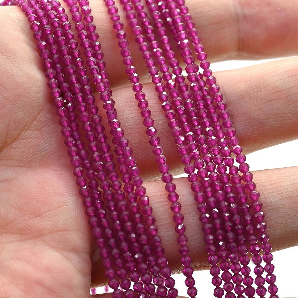 Бусины из рубина шарик гр.2мм, 38см, 175 бусин Радуга камня