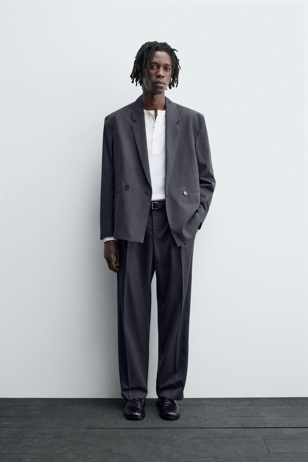 PLEATED SUIT TROUSERS