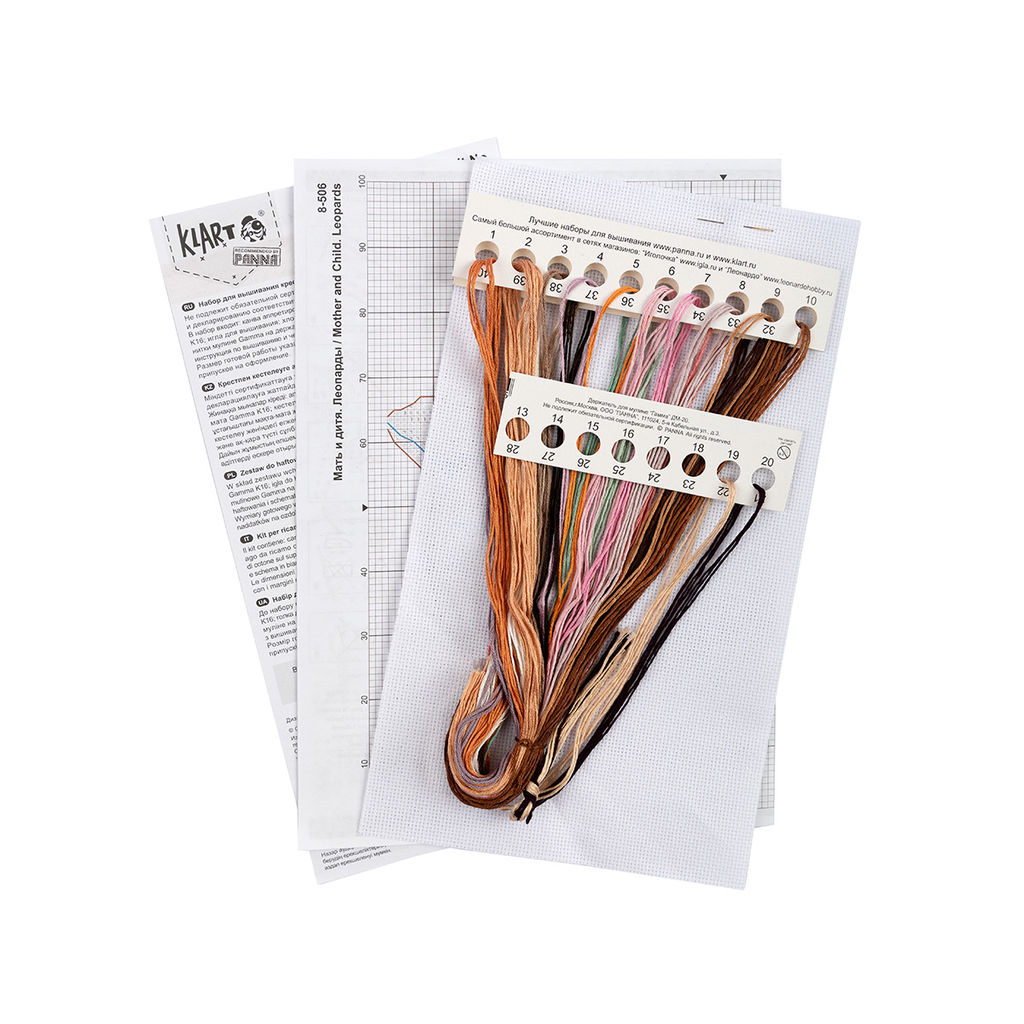 Klart набор для вышивания 8-506 Мать и дитя. Леопарды 17.5 х 19.5 см