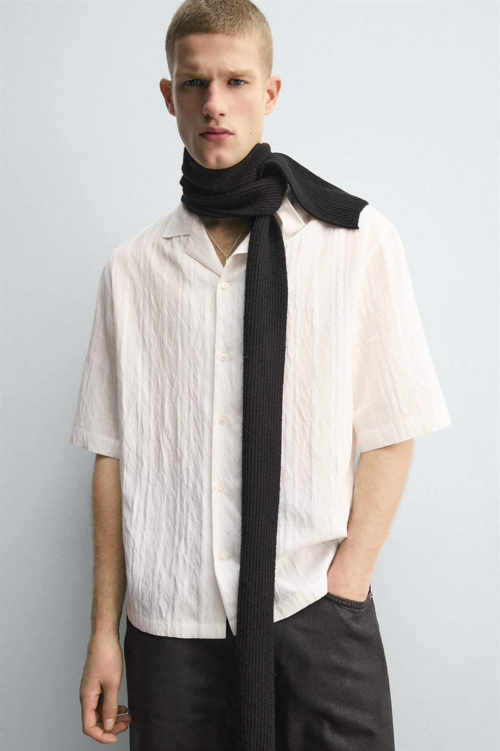 CAMISA JACQUARD RAYAS / Blanco - Zara фото 6