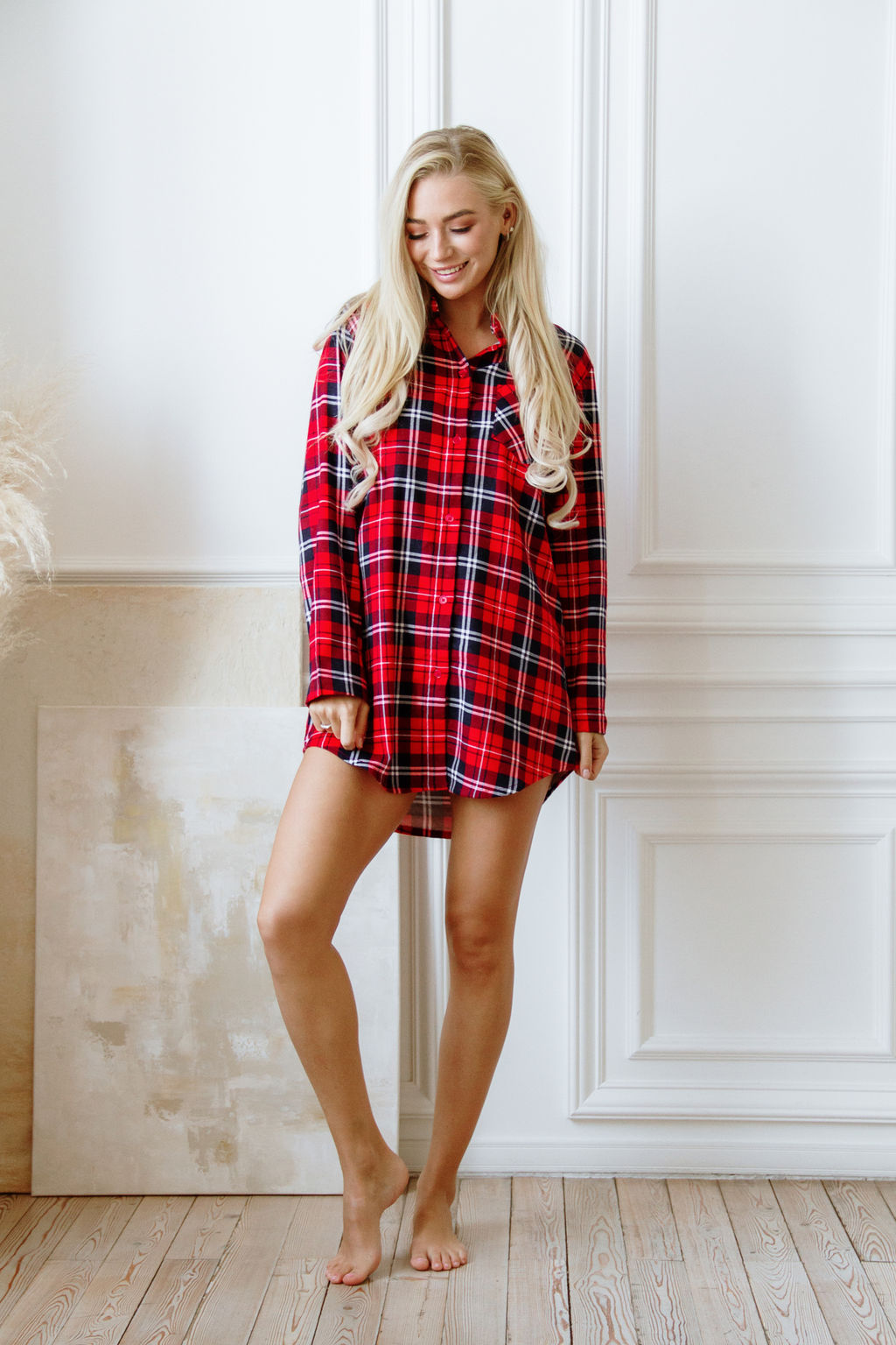 Женская удлиненная рубашка Клеточка - Krumpy фото 4