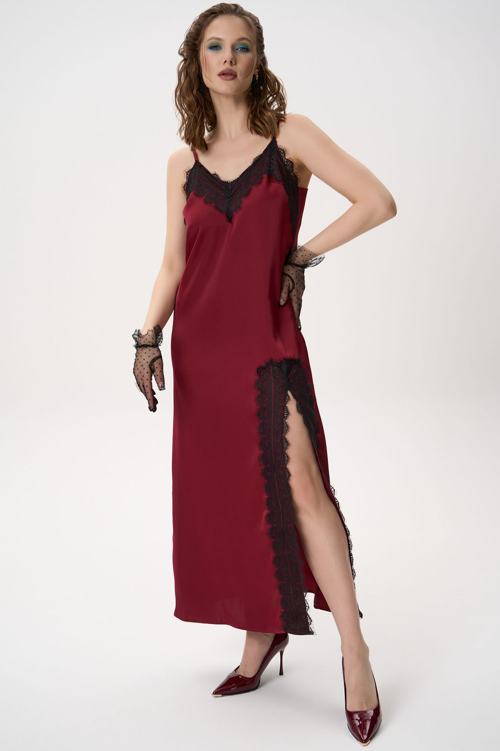 Платье  сорочка (бордовый)