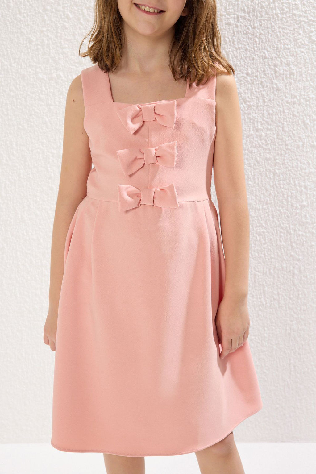 Pembe Kurdele Detayl? Mini Me Anne-K?z Bayraml?k Dokuma Elbise TKDSS25EL00046 - Trendyolmilla фото 4