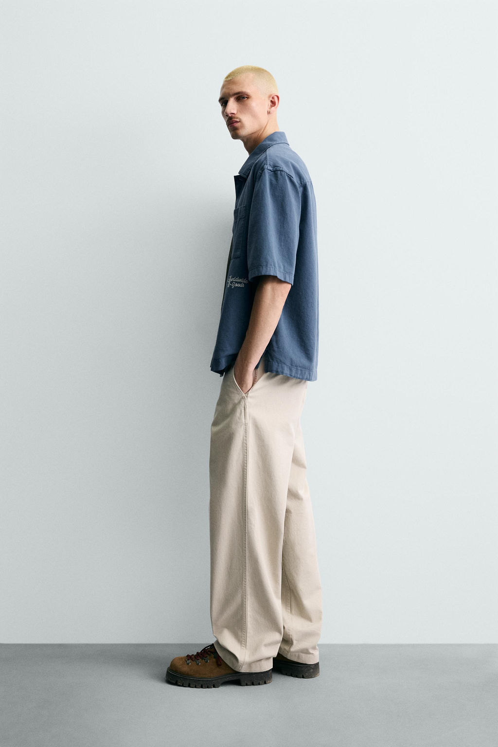 SOBRECAMISA ESTRUCTURA BORDADO / Azul - Zara фото 4