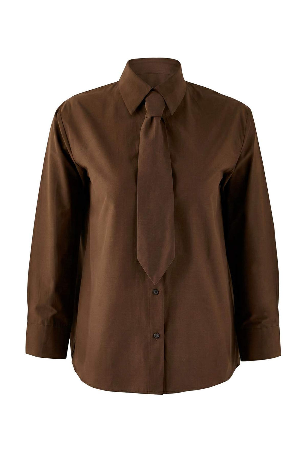 Kahverengi Kravatl? Genis Kesim Gomlek TWOAW26GO00142