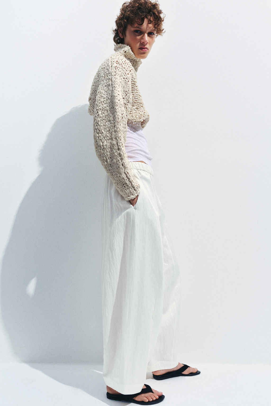 PANTAL?N BARREL FLUIDO ZW COLLECTION / Blanco roto - Zara фото 14