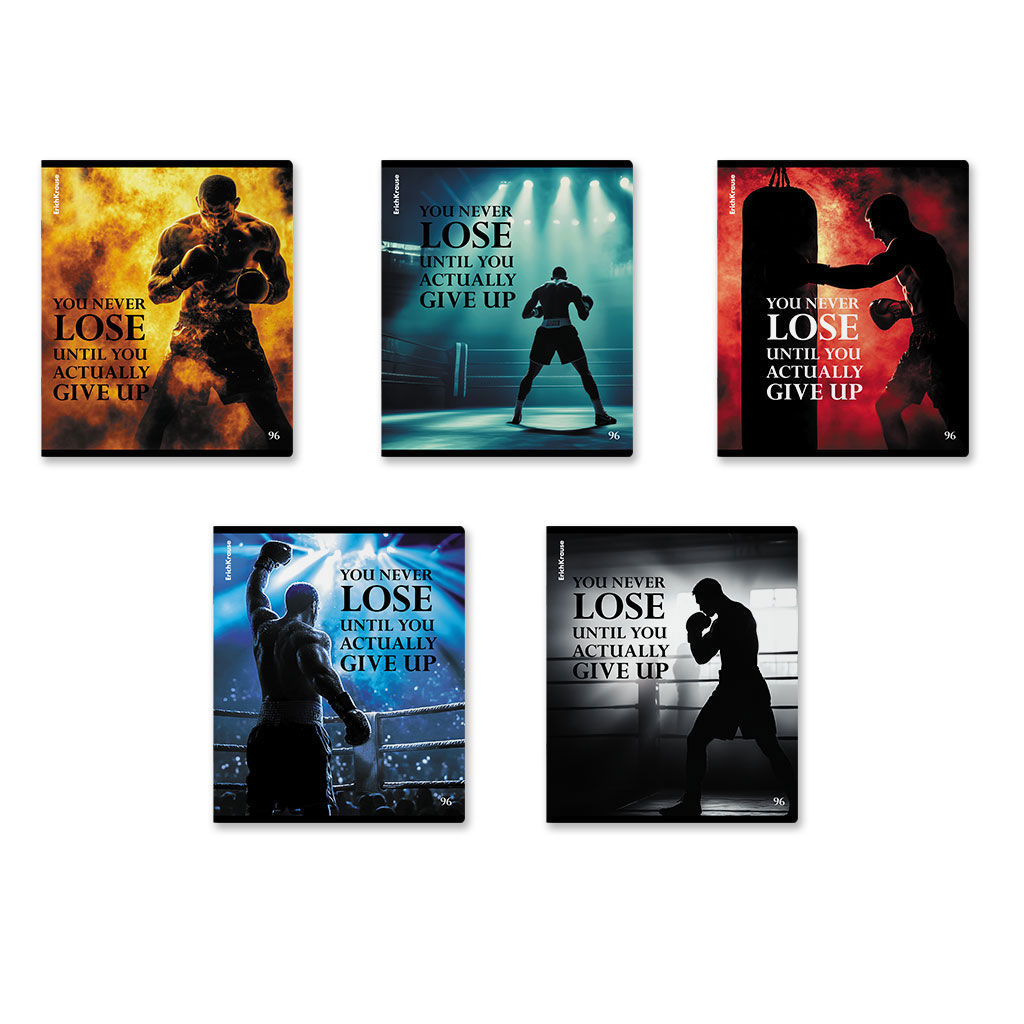 АКЦИЯ Цена за 5 шт. Тетрадь общая ученическая ErichKrause Punch Line, 96 листов, клетка, глянцевая ламинация_MIX-PACK