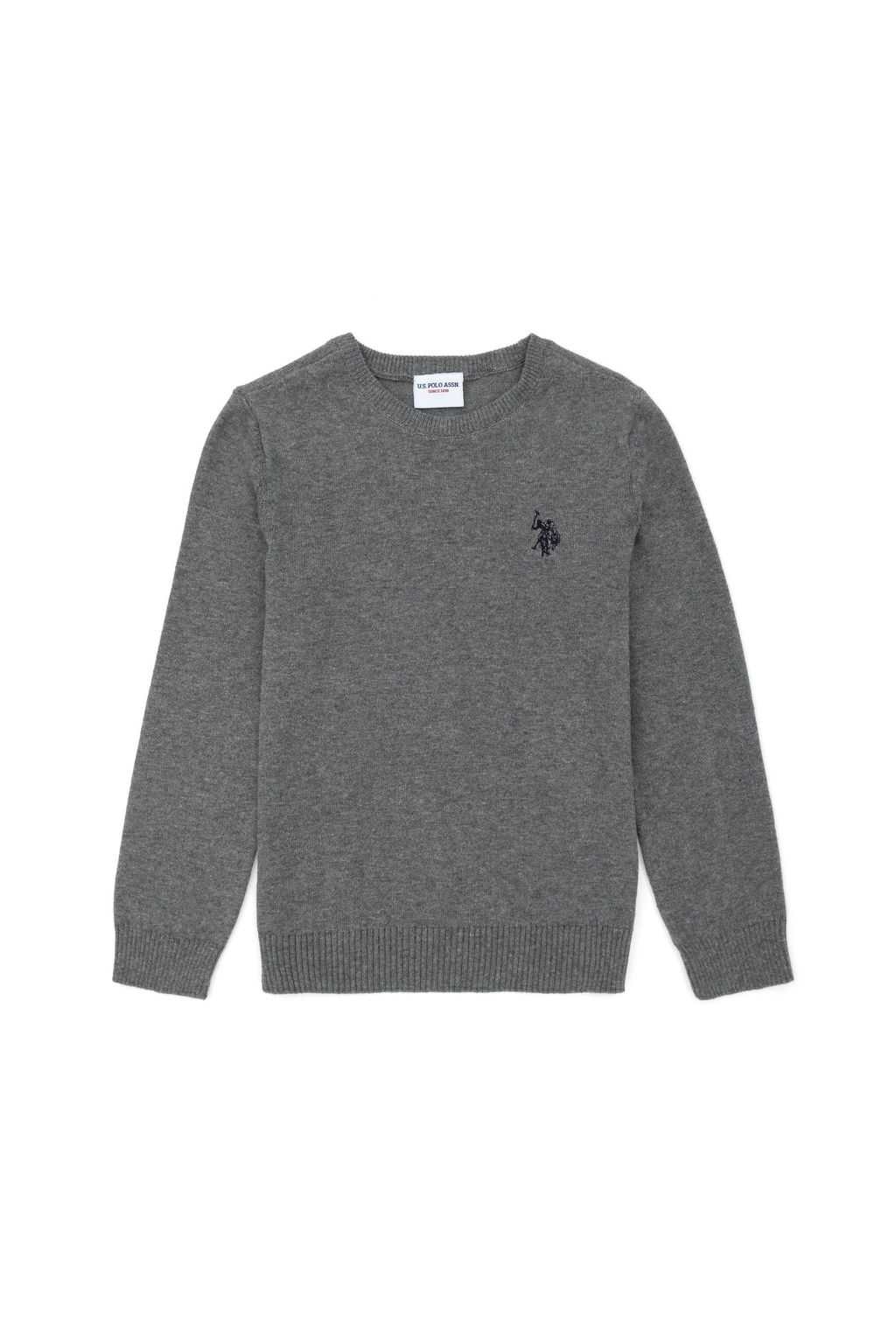 Свитер U.S. Polo Assn для мальчиков из хлопка серый меланж  фото 13
