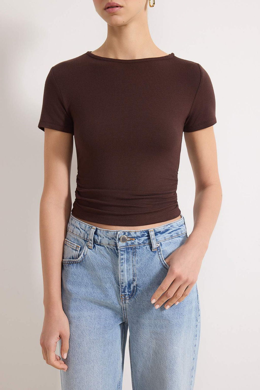 Kahverengi Buzgu/Drape Detayl? Fitted Orme Bluz TWOSS25BZ00505