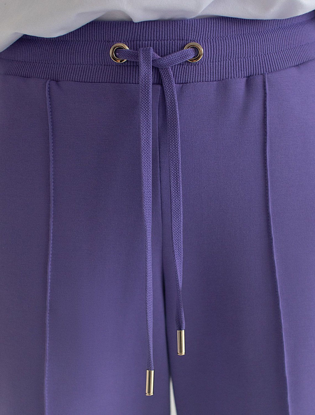 Прямые трикотажные брюки на резинке из футера двухнитки эластичные - Vilatte фото 2