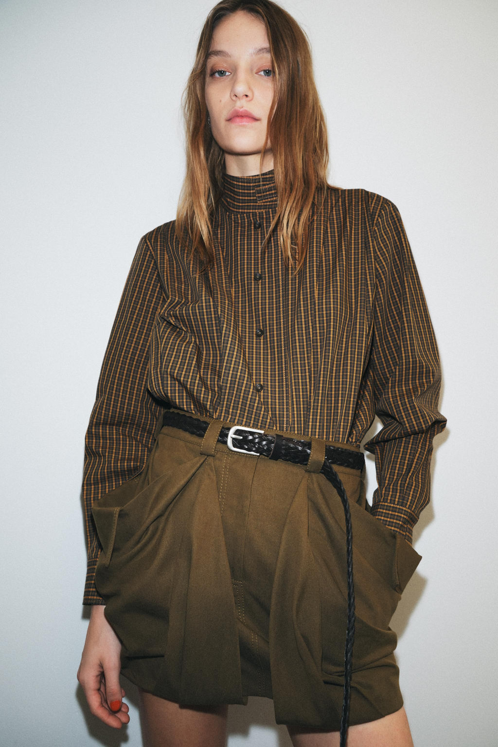 CHECK COTTON SHIRT WITH BOW ZW COLLECTION - Zara фото 11