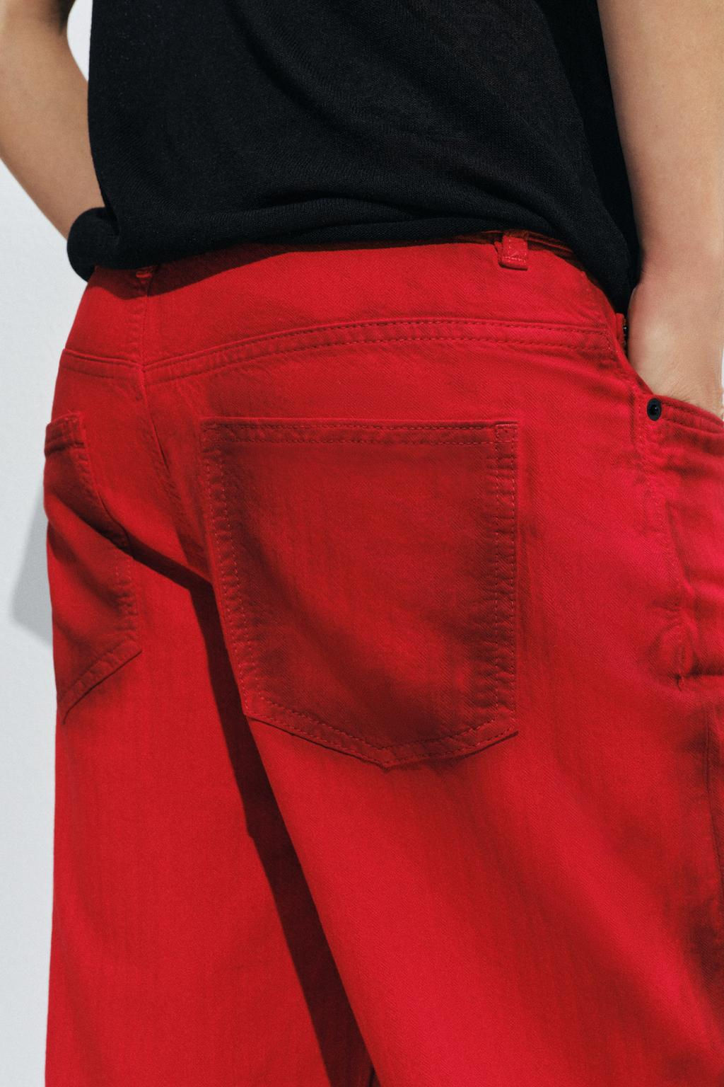 JEANS ZW COLLECTION WIDE LEG TIRO BAJO / Rojo - Zara фото 11